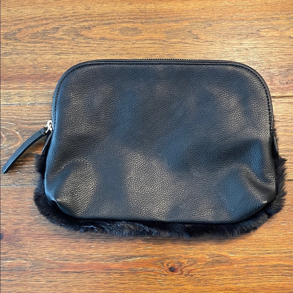 Banana Republic | Vegan Leather & Faux Fur Clutch Bag | Black